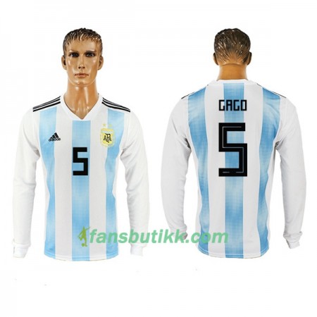 Fotball-VM 2018 Argentina drakt Gago 5 Hjemmetrøye Langermet